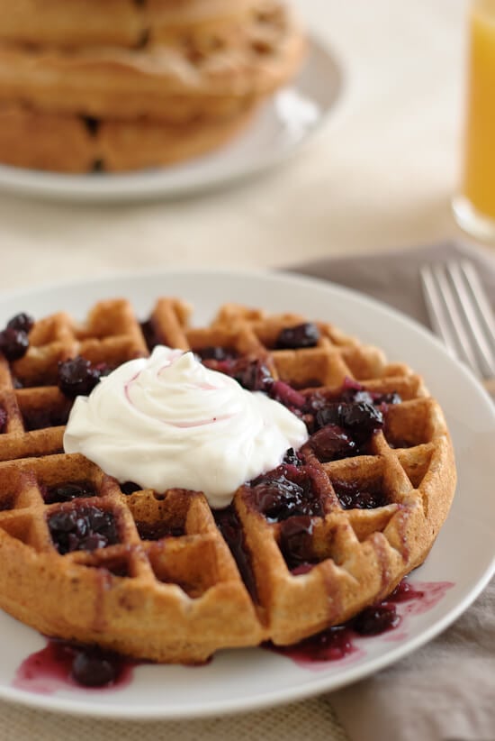 waffles and blueberry ginger syrup from green market baking book