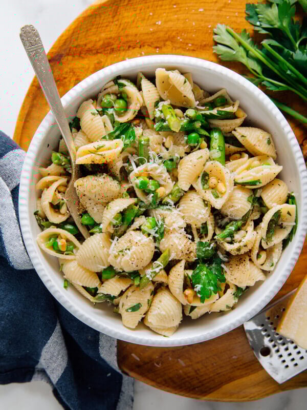 bowl of springtime pasta
