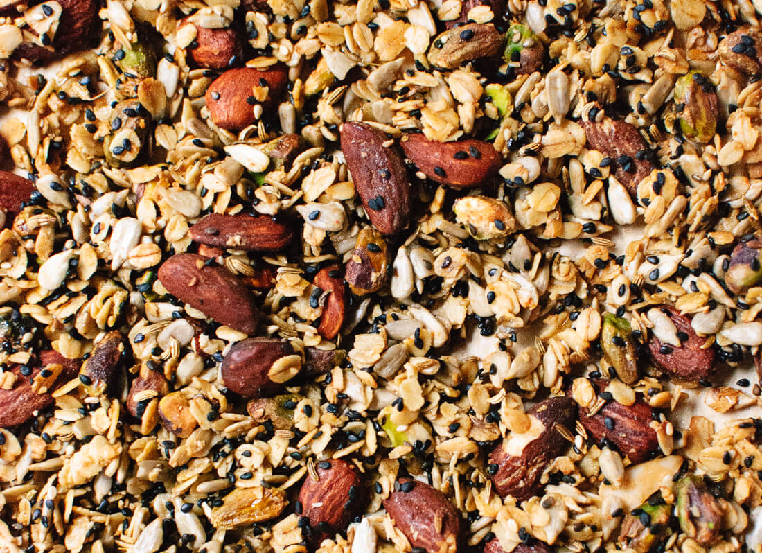 Nutty Granola Croutons baked