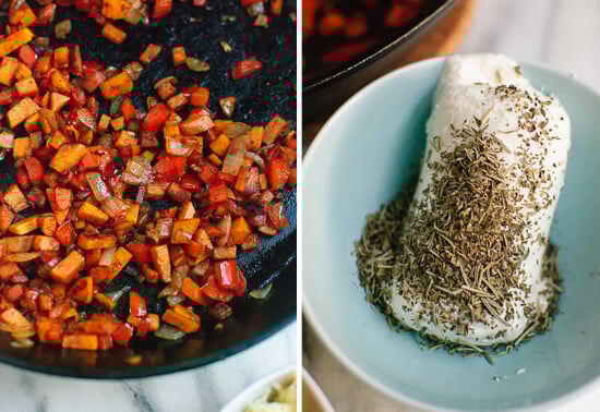 sweet potato hash and goat cheese