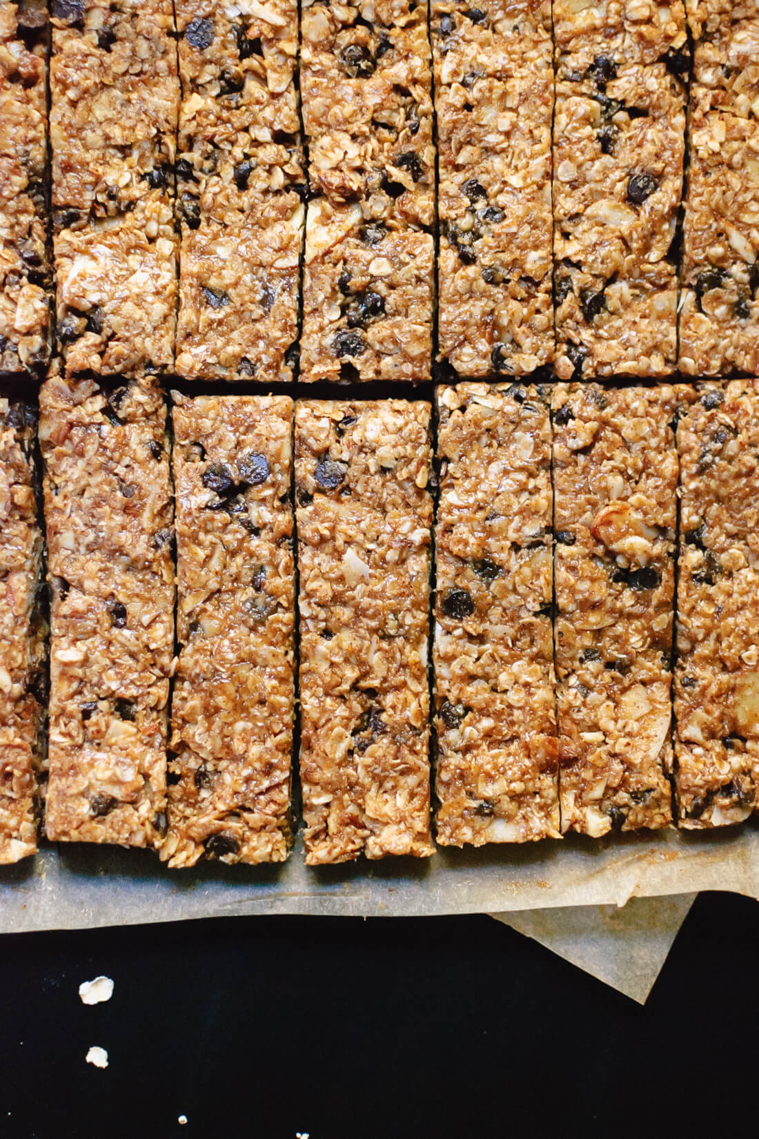 Gluten-free, naturally sweetened, almond chocolate chip granola bars
