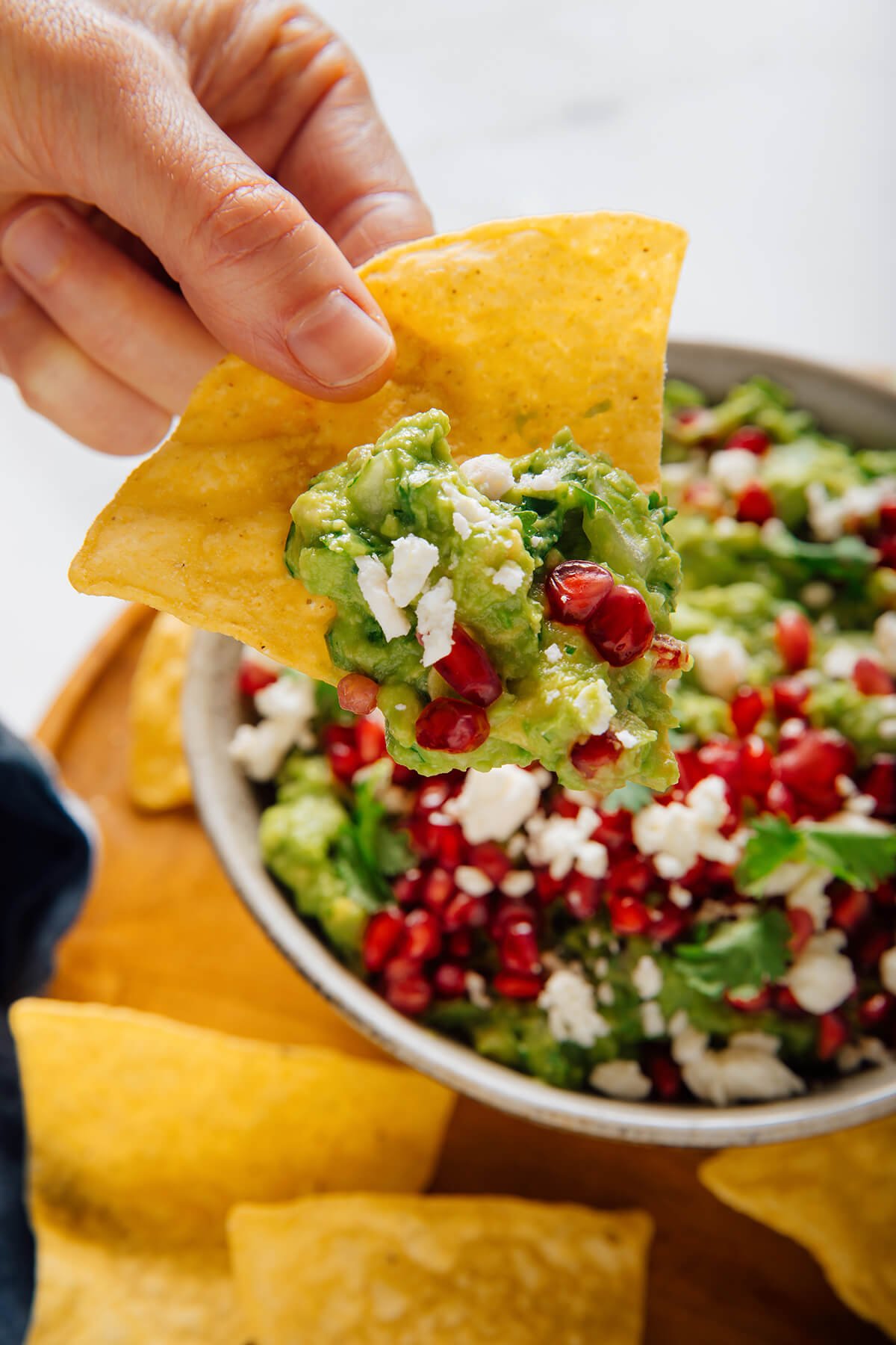 pomegranate guacamole on chip