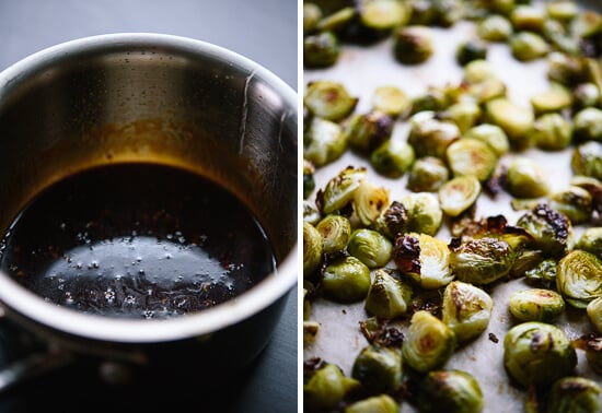 roasted brussels sprouts and sauce