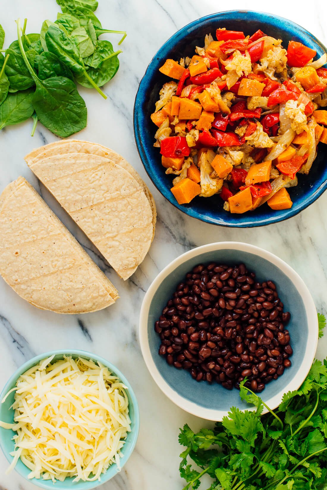 roasted vegetables and black beans