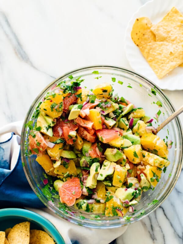 Vegan citrus ceviche with tortilla chips