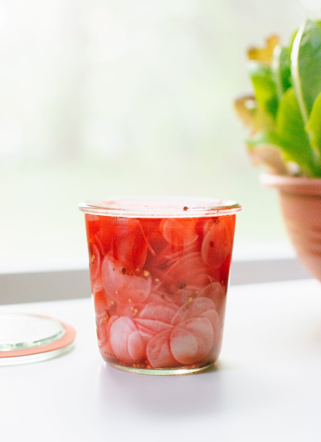 quick-pickled radishes