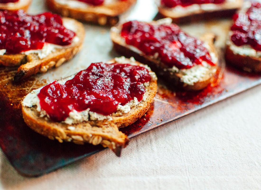 Cranberry goat cheese crostini