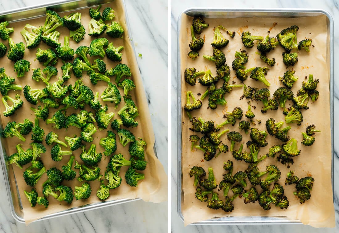 raw and roasted broccoli