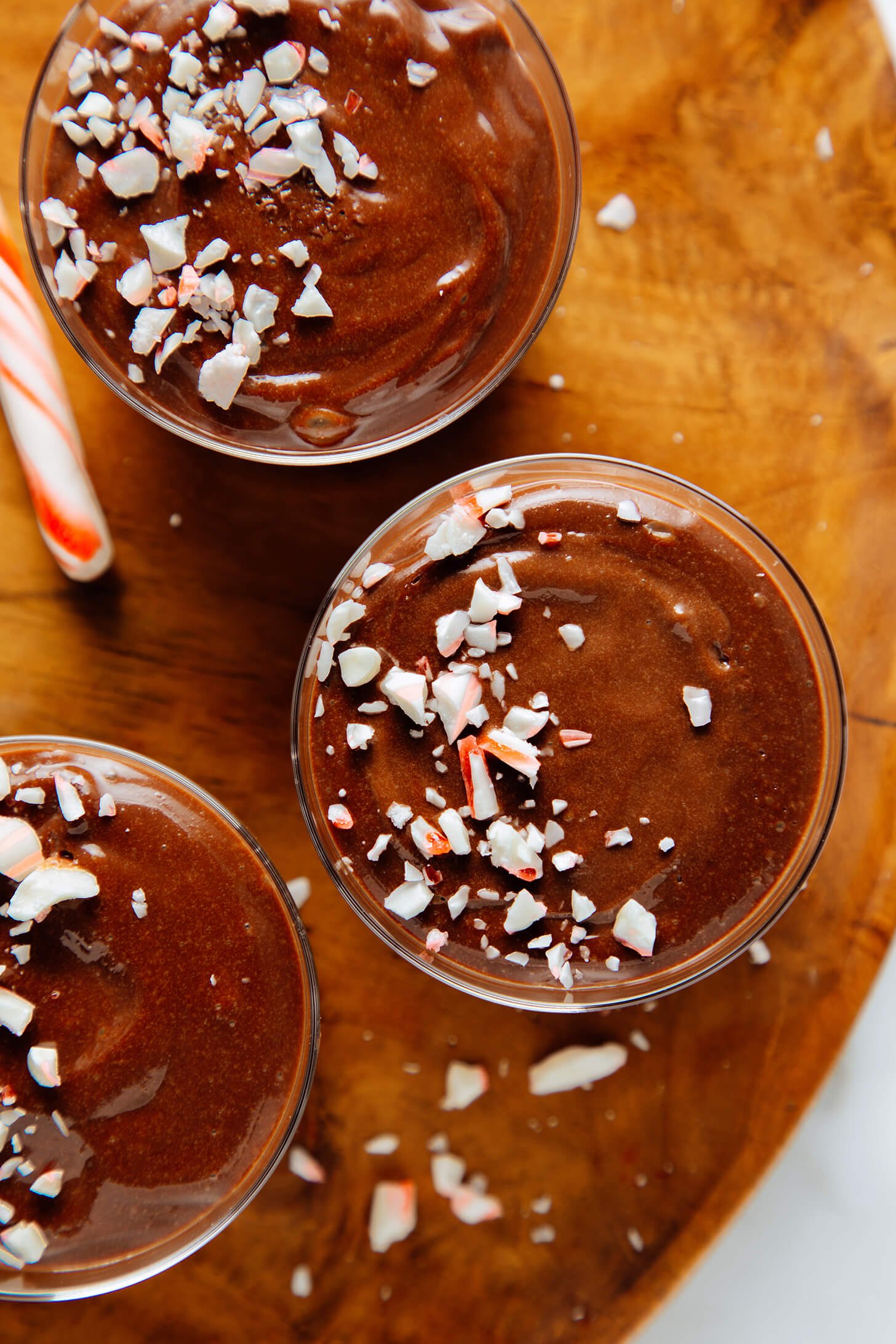 pots de creme with crushed candy cane