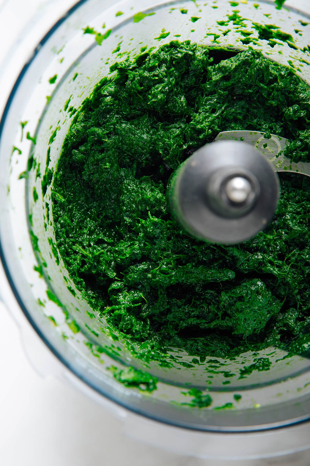 spinach in food processor