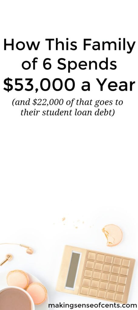 Penny's family of six spends just $53,000 a year, with $22,000 of that going towards their student loan debt. Here is her story.